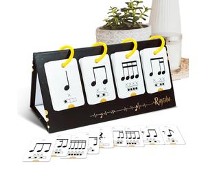 Musical Cards - 75 Vertical Study Pieces, Interactive Music Theory | Thick Cardboard with Loop, Notes, Rhythm Symbols and Time Counting for Beginners in Class