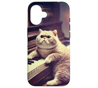 Musical Cat Pianist in Vintage Piano Scene Art Case for iPhone 16