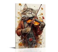 Musical Cat Playing Violin Modern Decoration for the Home 12 x 18 Inches (30 x 45 cm)