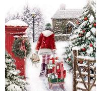 Musical Christmas Card. Winter sledge scene. Open greeting card and hear 15-20 seconds of O Come All Ye Faithful sung by the Choir of Chichester Cathedral