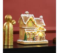 Homcom Lighted And Musical Christmas Candy House With Gingerbread Man Brown Brown One Size