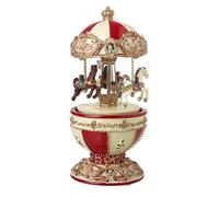 Musical Christmas Ornament, Vintage Style Music Box, Traditional Egg Shaped Carousel Merry Go Round Ornament, Xmas Room Decoration, Fun Retro Christmas Room Decoration