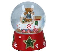 Musical Christmas Snow Globe 13cm - Gingerbread Teddy/Train