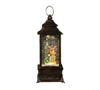 Musical Christmas Snow Globe Lantern with Santa Figure, Glitter Snowfall Effect, USB and Battery Operated Retro Gold Acrylic Resin Holiday Decor for Home(deer and trees)