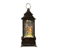 Musical Christmas Snow Lantern 8x8x20cm Santa Scene with for battery | Acrylic and resin material Retro for gold color Interactive 3-way slide switch Lighting and festive music options