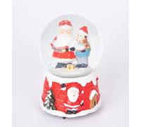 Musical Christmas Snowglobe Large Water Ball Features Christmas Santa Kids Scene House Resin Base- 10x15cm - Christmas Table Mantel Decorations