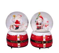 Musical Christmas Snowglobe Large Water Ball Features Christmas Santa Snowman Scene Santa Costume Resin Base- 10x15cm - Christmas Table Mantel Decorations