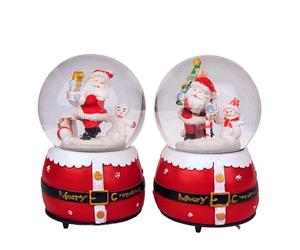 Musical Christmas Snowglobe Large Water Ball Features Christmas Santa Snowman Scene Santa Costume Resin Base- 10x15cm - Christmas Table Mantel Decorations