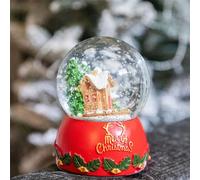 Musical Christmas Snowglobe Large Water Ball Features Christmas Village Scene Resin Base Reads Merry Christmas- 10x15cm - Christmas Table Mantel Decorations