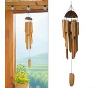 Musical Coconut Shell Wind Chimes Having 6 Garden Courtyard Outdoor Handcrafted Hanging Soothing Melodies 71cm Wooden Tubes Natural Decor Patio for Indoor