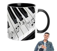 Musical Coffee Cups - Ceramic Instrument Mug, Piano Guitar Print | Music Theme Artwork, Handle Note Accent, Artistic Desk Mug with Tea Serving Appeal, Gifting Idea for Musician Room Display