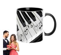Musical Coffee Mugs: Guitar, Piano, Violin, 350ml Ceramic Tea Cups, Music Theme Drinking Mug, Funny Mug for Desk Decor, Cool Gift Mug for Lovers