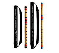 Musical Combo Flutes C Scale 6 Hole (14 Inch) and G Scale 7 Hole (17 Inch) Bamboo Flute Bansuri with Flute Carry Bag Free