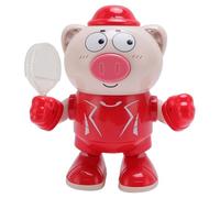 Musical Dancing Pig Toy Cute Early Education Toy Walking Singing Dancing Pig for Children with Lighting Effects (Red)