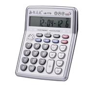Musical Desktop Calculator 12-Digits LCD Display Electronic Calculator Counter Big Buttons with Music Piano Play Time Date Show Alarm Clock Function for Office Business Classroom Home Supplies