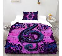 Musical Dragon Fusion Bedding Set Digital Printe Fantasy Animal Theme Duvet Cover Set 2 Pcs Microfiber Quilt Cover Suitable for All Seasons with Pillowcase Single(135x200cm)