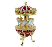 Musical Egg Made of Metal with Rotating Carousel Horses, Musical Box/Music Box/Musical Mechanism - The Magic Flute (Mozart)