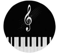 Musical Elements Piano Keys Round Area Rug - 60 cm, Black Machine Washable, Non-Slip, Short Pile Round Carpet Easy Care - Perfect for Living Room, Bedroom and Dining Room Décor