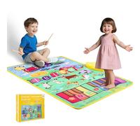Musical Farm Animal Sound Piano Mat for Kids Sensory Educational Learning Toys with Drum Set Interactive Floor Touch Play Mat Dancing Keyboard Carpet Gift for 3-12 Years Old Boys Girls