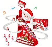 Musical Gingerbread Ski Slope, Animated Christmas Tree Ski Slope Musical Decoration with LED Lights, Electric Santa Slide Track Climbing Toy, Christmas Roller Coaster Slide Toys for Girls Boys