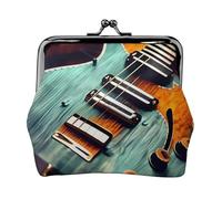 Musical Guitar Patterns Small Coin Purse For Women, Kiss-Lock Wallet Leather Cute Coin Wallet Mini Coin Pouch Change Purse Key Holder