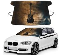 Musical Guitar Printed Car Windshield Cover for Ice and Snow, Durable Windshield Snow Cover, Sun Protection, Universal Fit 69x42.5''