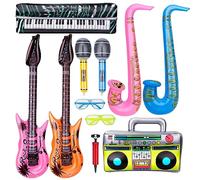 Musical Instrument Ballons, Inflatable Ballons Toys, 70s 80s Music Party Photo Booth Props Guitar Saxophone Microphone Balloons, Halloween Carnival Birthday Party Favors Decorations Accessories