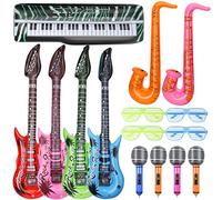 Musical Instrument Ballons Inflatable Toys Party Decoration Prop, 70s 80s Rock Decor Guitar Saxophone Microphone Balloons, Christmas Halloween Carnival Birthday Party Supplies Favors Accessories