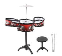 Musical Instrument Bass Drum Set Percussion Portable Rock Jazz Drum Kit for Beginner Kids Children ABS PVC Sturdy Drum Stand Drumsticks Cymbals Complete Drumming Experience