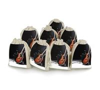 Musical Instrument Guitar Bunches Pocket Cotton And Hemp with Drawstring 8 Pieces Reusable Gift Bags Jewelry Pouch for Wedding DIY Craft Party (4.9 X 6.7 Inch)
