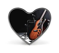 Musical Instrument Guitar Heart Shape Lapel Pin Personalized Pinback Button Badges Retro Punk Button Pin Kawaii Heart Badges for Men Women Clothes Bags Hats & Gift