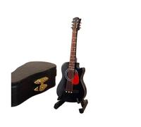 Musical Instrument Model Home Decor Mini Guitar Miniature Model Electric Guitar Model Customized Wooden Mini Ukulele Bass Musical Instrument Ornaments(10cm K)