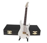 Musical Instrument Models 10-24cm Electric Guitar Model Mini 4-color Wooden Electric Guitar Ornament Model(White,10cm)