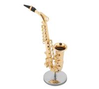 Musical Instrument Models 5.4in Miniature Alto Saxophone With Stand And Case Gold Plated Instrument Model Ornaments