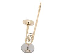 Musical Instrument Models 6.3in Miniature Trombone With Stand And Case Gold Plated Instrument Model Musical Ornaments