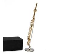 Musical Instrument Models 8cm/11cm/14cm/18cm Copper Miniature Flute Model Mini Musical Instrument Home Decoration(Gold,18cm)