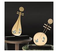 Musical Instrument Models Chinese Light Luxury Brass Pipa Ornaments Geometric Musical Instrument Decorations Living Room TV Cabinet Decorations(A+B)