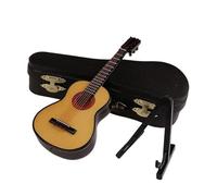 Musical Instrument Models Mini Classical Wooden Guitar Model Miniature Guitar Musical Instrument Decoration Bedroom Living Room(Yellow,20cm)