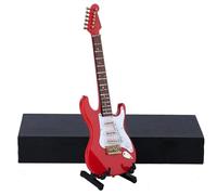 Musical Instrument Models Mini Guitar Four Colors And Size Electric Guitar Model With Case And Stand Popurlar Strings Instrument Design(Red,24cm)