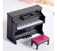 Musical Instrument Models Mini Piano With Stool Musical Instrument Model Decor Miniature Retro Piano Set(Black,A)