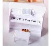 Musical Instrument Models Mini Piano With Stool Musical Instrument Model Decor Miniature Retro Piano Set(White,A)