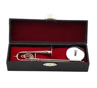 Musical Instrument Models Miniature Trombone Trumpet With Stand And Case Gold Plated Mini Instrument Model Musical Ornaments(Trombone)