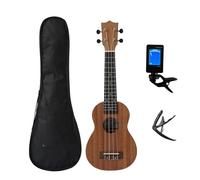 Musical Instrument Ornaments Set Mahogany ukulele with dolphin and pineapple design, unique micro-cute decoration, portable crafts, mini classical bag, tuner, capo (Color : 2)
