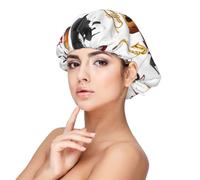 Musical Instrument Piano Guitar Saxophone,Adult's Satin Sleeping Cap - Women's Elastic Sleep Bonnet, Adjustable Overnight Hair Cover