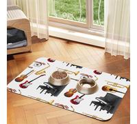 Musical Instrument Piano Guitar Saxophone,Waterproof Pet Feeding Mat,PU Leather Placemats for Cat Dog Water Bowl,Food Mats,30x45cm