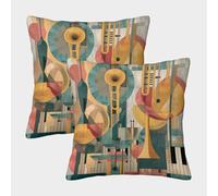 Musical Instrument Pillow Cases Set of 2 Cozy Pillowcases Art Cushion Covers Zippered Decor for Couch Livingroom 40x40cm