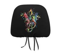 Musical Instrument Treble Clef Bird Music Headrest Covers Printed Car Seat Head Rest Protector Universal Auto Accessories 1 PCS