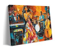 Musical Instrument Wall Art, Hanging Paintings Poster, African American Black Jazz Abstract Design, Art Canvas Prints, Modern Decoration for Music Room Classroo 24x36inch(60x90cm)