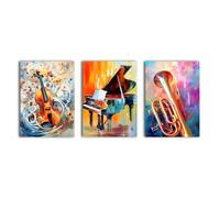 Musical Instruments 3 Panel Canvas Wall Art. simpa Multi One Size