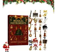 Musical Instruments Advent Calendar 2025, 24 Day Musical Tree Ornament Christmas Countdown Calendar, Creative Cute 24 styles of 2D Musical Instrument Ornaments for Music Lovers (1PC)